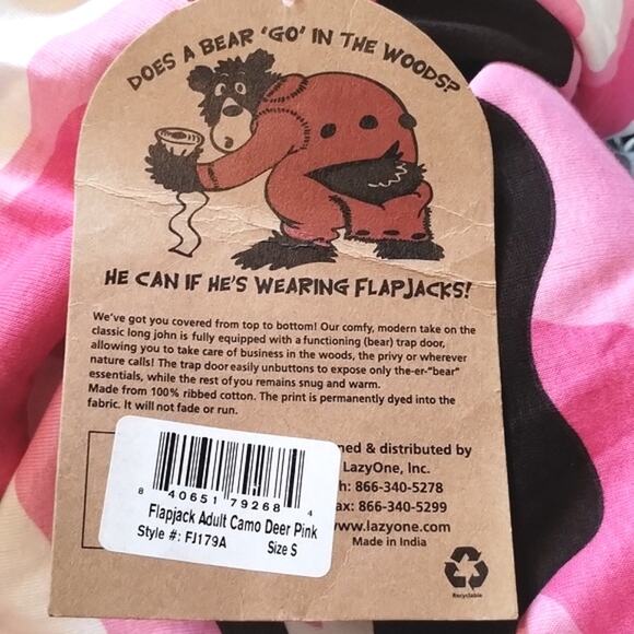 NEW Lazy One Pink Camo Deeriare 1 Piece Footless Trap Door Union Suit Unisex S - Picture 8 of 8